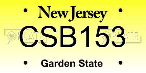 CSB153 New Jersey License Plate