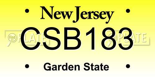 CSB183 New Jersey License Plate