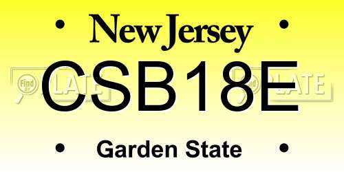 CSB18E New Jersey License Plate