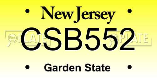 CSB552 New Jersey License Plate