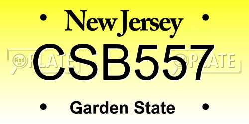 CSB557 New Jersey License Plate