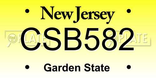 CSB582 New Jersey License Plate