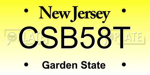 CSB58T New Jersey License Plate