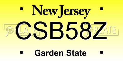 CSB58Z New Jersey License Plate
