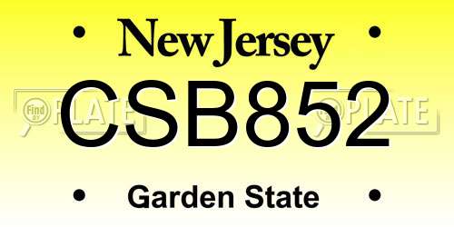 CSB852 New Jersey License Plate