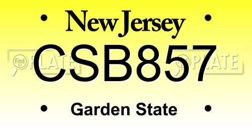 CSB857 New Jersey License Plate