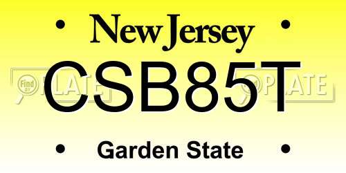 CSB85T New Jersey License Plate