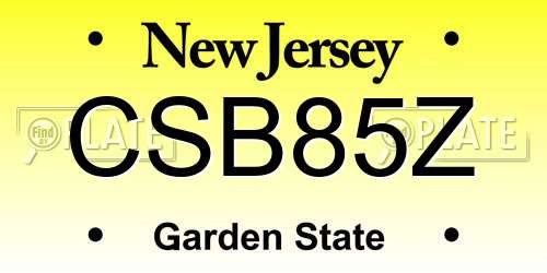 CSB85Z New Jersey License Plate