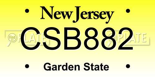 CSB882 New Jersey License Plate