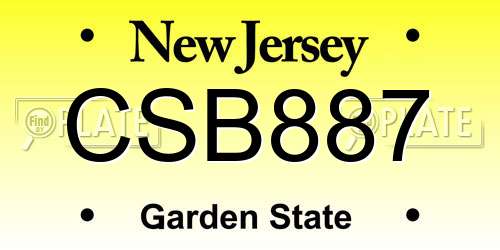 CSB887 New Jersey License Plate