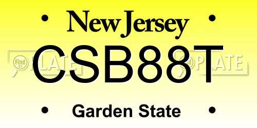 CSB88T New Jersey License Plate