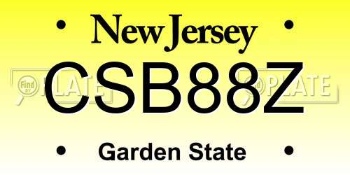 CSB88Z New Jersey License Plate