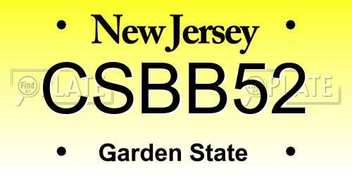 CSBB52 New Jersey License Plate