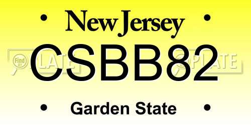 CSBB82 New Jersey License Plate