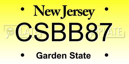 CSBB87 New Jersey License Plate
