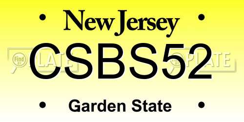 CSBS52 New Jersey License Plate