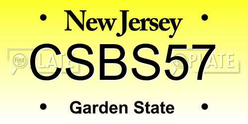CSBS57 New Jersey License Plate