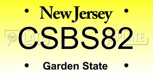 CSBS82 New Jersey License Plate