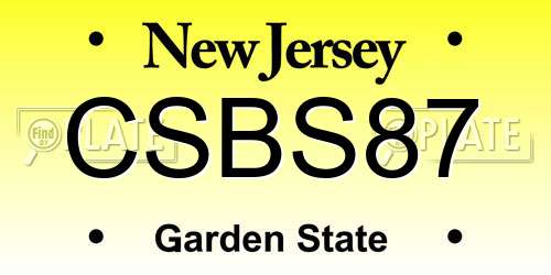 CSBS87 New Jersey License Plate