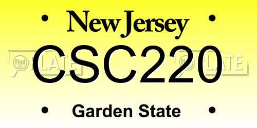 CSC220 New Jersey License Plate