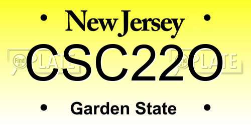 CSC22O New Jersey License Plate