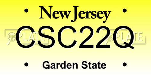 CSC22Q New Jersey License Plate