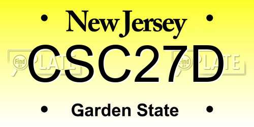 CSC27D New Jersey License Plate