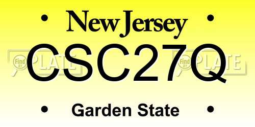 CSC27Q New Jersey License Plate