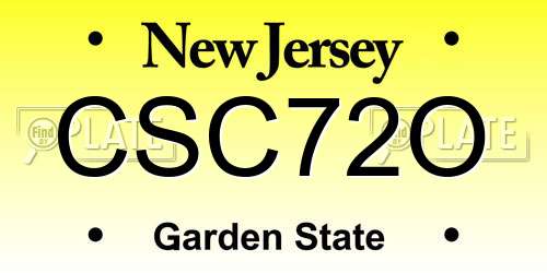 CSC72O New Jersey License Plate