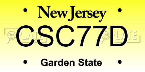 CSC77D New Jersey License Plate