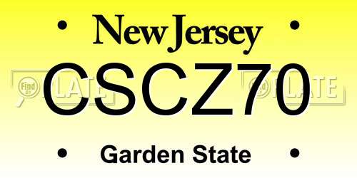CSCZ70 New Jersey License Plate