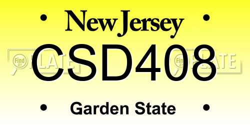 CSD408 New Jersey License Plate