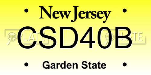 CSD40B New Jersey License Plate