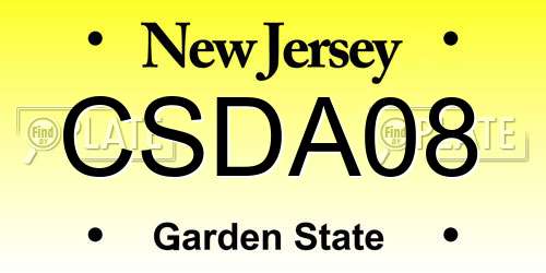 CSDA08 New Jersey License Plate
