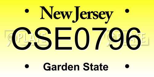 CSE0796 New Jersey License Plate