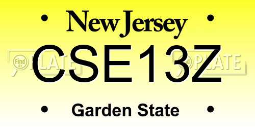 CSE13Z New Jersey License Plate