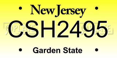 CSH2495 New Jersey License Plate
