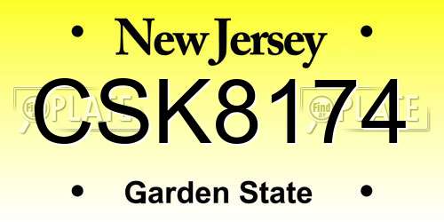 CSK8174 New Jersey License Plate