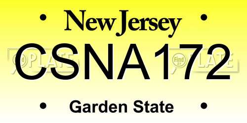 CSNA172 New Jersey License Plate