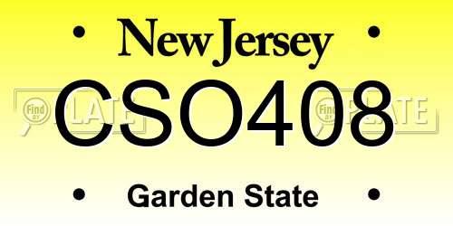 CSO408 New Jersey License Plate
