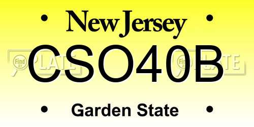 CSO40B New Jersey License Plate