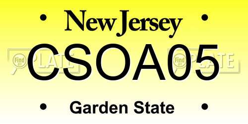 CSOA05 New Jersey License Plate