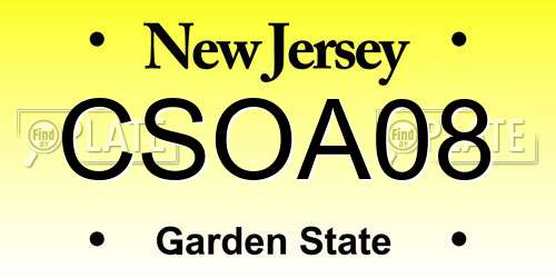CSOA08 New Jersey License Plate