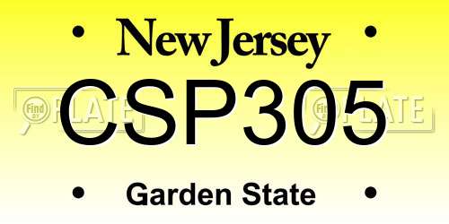 CSP305 New Jersey License Plate