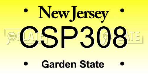 CSP308 New Jersey License Plate