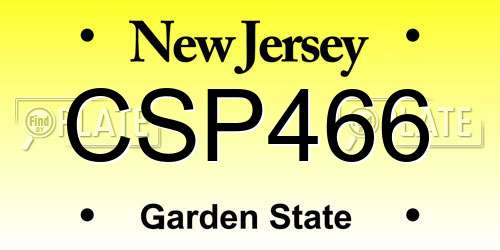 CSP466 New Jersey License Plate