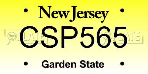 CSP565 New Jersey License Plate
