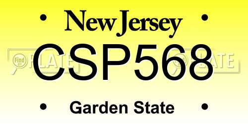 CSP568 New Jersey License Plate