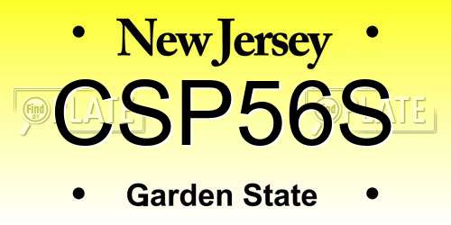 CSP56S New Jersey License Plate