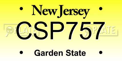 CSP757 New Jersey License Plate